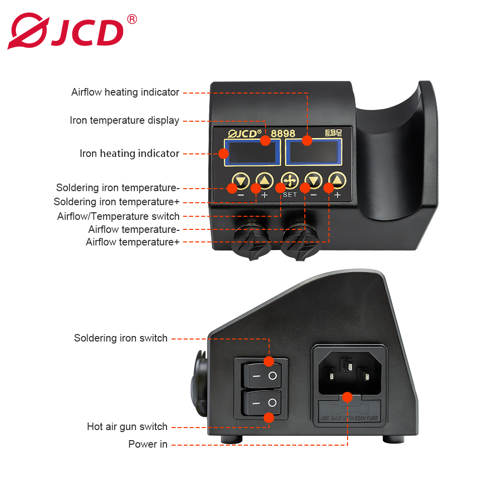 محطة لحام JCD 8898 بقوة 750 وا - مراجعة Hot Air Rework Station وسعره