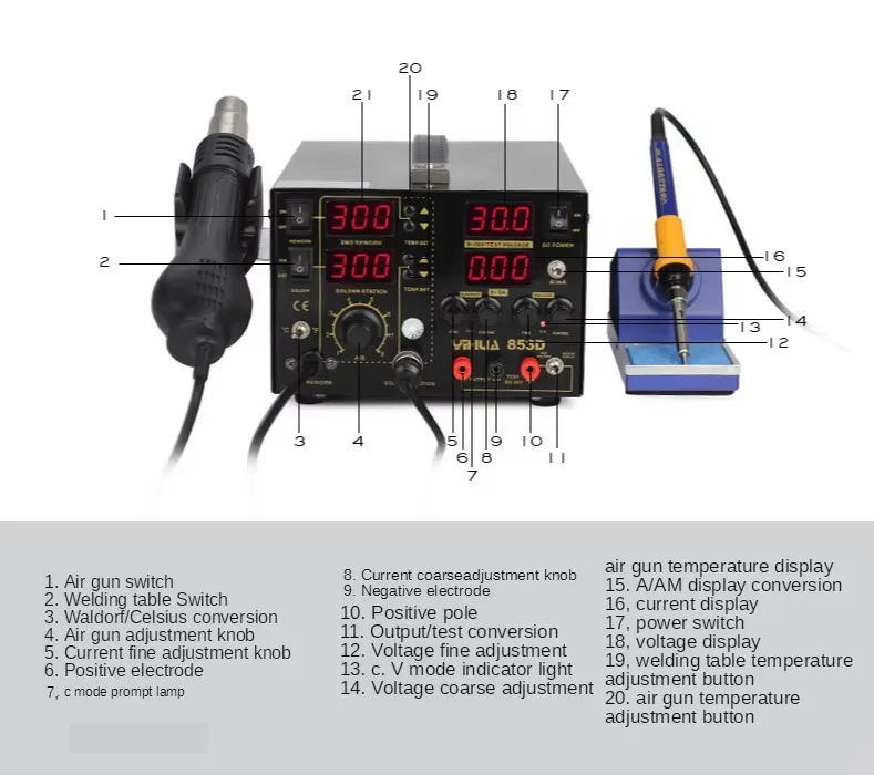 TLF YIHUA 853D 5A محطة إعادة ت - مراجعة Hot Air Rework Station وسعره